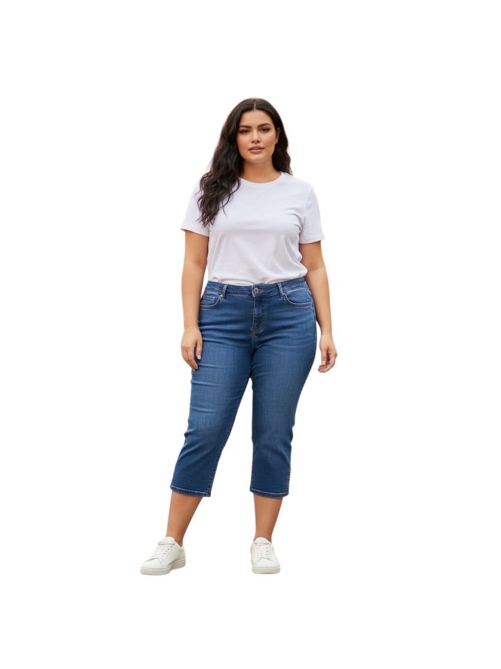 Gloria Vanderbilt Plus Size Mid-rise Cropped Blue Jeans 18